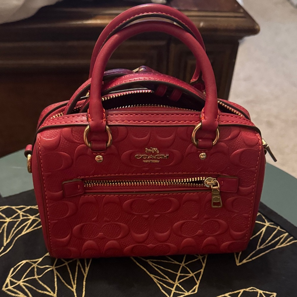 Coach Signature Red Mini Rowen Satchel